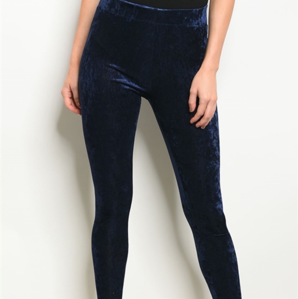 NAVY VELVET LEGGING - Picture 2 of 4